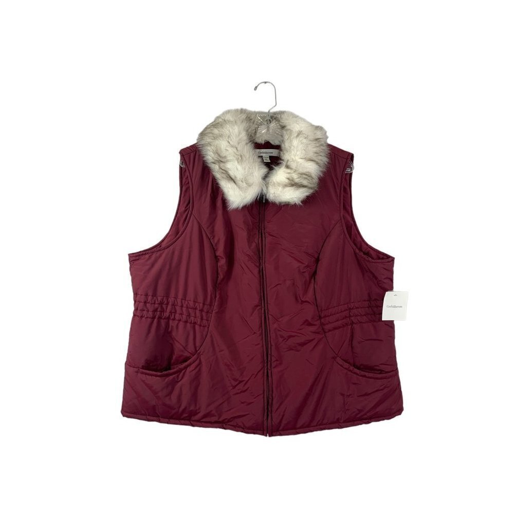 Croft & Barrow Women's Burgundy & Fuzzy Vest